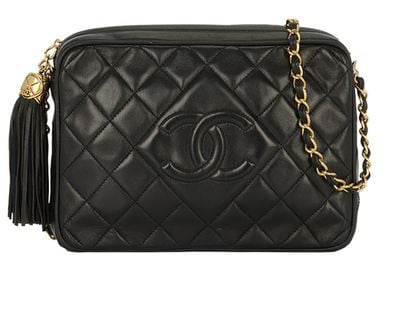 Chanel Camera Quilted Cross body Bag, &pound;2,700, Handbags, Black, Leather, Front view